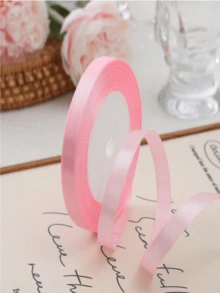 1cm High-Quality Wide Pink Wedding Bow Ribbon For Young Girls, Double-Sided Glossy Satin, Luxury Decoration, Wedding Dress Decoration, Used To Create Stunning DIY Bows, Luxurious Craftsmanship And Gift Packaging Materials, Suitable For DIY Handicrafts - Pink - View 8