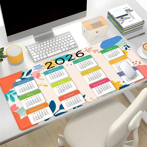 2026 Calendar Black Mouse Pad Square New Year Small Mousepad Anti-Slip Rubber Gaming Office Laptop Computer Office Supplies Gift