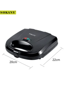 SOKANY 1个双面不粘华夫饼机，比利时华夫饼机，带指示灯，不含PFOA，易于清洁，便携式铝制炉灶锅，适合完美的家庭早餐，在家快速烹制新鲜华夫饼，迷你华夫饼机