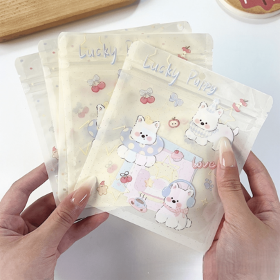 50个装节日礼品包装袋，小狗樱桃图案包装袋，加厚防水包装袋，卡通可爱收纳袋，珠宝礼品自封袋，适用于女士珠宝礼品包装、情人节派对和节日包装、生日包装、日常收纳以及塑料自封袋。