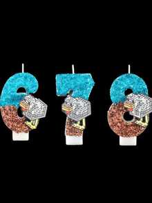 Minecraft Une collection commémorative de poulets tropicaux de Minecraft, bougies d'anniversaire numériques de poulet tropical DIY - faites de cire dégradée, bougies numériques de luxe créant une atmosphère festive, en forme de chiffres, convenant aux célébrations de fêtes, aux fêtes, à la décoration de cupcakes et de gâteaux.