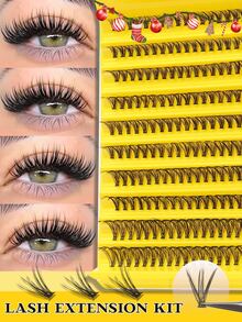 200 racimos de pestañas postizas 30D - Grosor de 0,07 mm, longitudes mixtas de 10-16 mm, pestañas individuales naturalmente esponjosas, súper densas y alargadas, pestañas de marta sintética rizada, extensiones de pestañas suaves y ligeras, adecuadas para principiantes, DIY en casa, maquillaje de ojos, racimos de pestañas, esenciales para Halloween y Navidad.