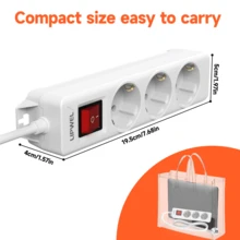 LIPWEL 16A 3680W European Style Power Socket With Switch And Safety Door, Flame Resistant Housing, 1.8m/3 Meters Extension Cord, Wall-Mounted, Suitable For Living Room, Kitchen, Office - White, Kitchen Appliance Socket, Compact Design, Flame Retardant Material - EU E Type Plug(220-240V) - View 5