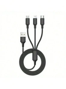 Adaptador cargador de coche de 6 puertos + Cable de carga trenzado 3 en 1 compatible con iPhone, compatible con Samsung, set de accesorios de carga adecuado para el viaje diario, viaje largo, carga mientras conduce accesorios para automóvil - Negro - Ver 7
