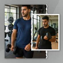 Kit 3 Men's Dry Fit T-Shirt Gym Training Running Cycling Basic Plain Blouse Shirt Workout Everyday - 彩色 - 查看 8