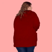 Women's Plus Size Teddy Coat With Hood And Pockets, Plush Inside And Out - 紅色 - 查看 3