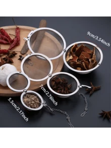 6 pièces/1 pièce Infuseur à thé en acier inoxydable avec manche, convient pour thé en vrac, filtre à boule de thé à maille fine, passoire à poudre pour le sucre de cuisson, le matcha, la poudre de cacao, tamis fin ménager Retour à l'école - Argent - Voir 7