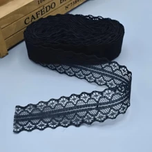 1 pièce Rouleau de ruban en dentelle noire de taille 1/10/30 - Convient pour les artisanat DIY, la décoration d'accessoires pour femmes, l'emballage de cadeaux et les cadeaux de fête (mariages, Noël, Thanksgiving, anniversaires d'Halloween). Bordure de tissu à motif floral élégant, décoration d'événement, design de dentelle classique, texture de dentelle élégante