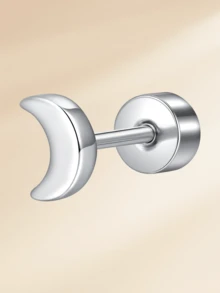 1 pieza Pendientes de acero inoxidable con forma de corazón y luna de 20G para mujeres para decoración diaria, pendientes de rosca de oro y plata, pendientes de cartílago, hélix y trágus