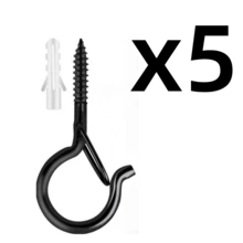 5/10 Pack Black Q-Hooks For Hanging - Ceiling Hooks, Outdoor Planter Hangers, Safety Buckles, Weatherproof Clips, Screw Eyes S, Heavy Duty Hooks For Outdoor String Lights Christmas Hangers