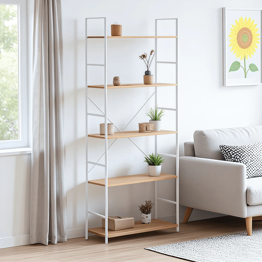 ラック オープンシェルフ 5段 棚 収納 幅58×奥行23×高さ144cm ディスプレイ オープンラック 収納棚 キッチンラック 木製ラック 飾り棚 本棚 大容量 寝室 組立簡単