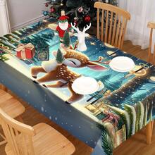 1/20 Stücke Weihnachtstischdecke, süßes Elch- und Weihnachtsgeschenk-Muster Tischdecke im luxuriösen Wald, Weihnachtsatmosphäre Dekoration, lebendige Tischanordnung für Küche, Esszimmer, Festliche Partys, Outdoor-Picknick und Dinner Dekorationen