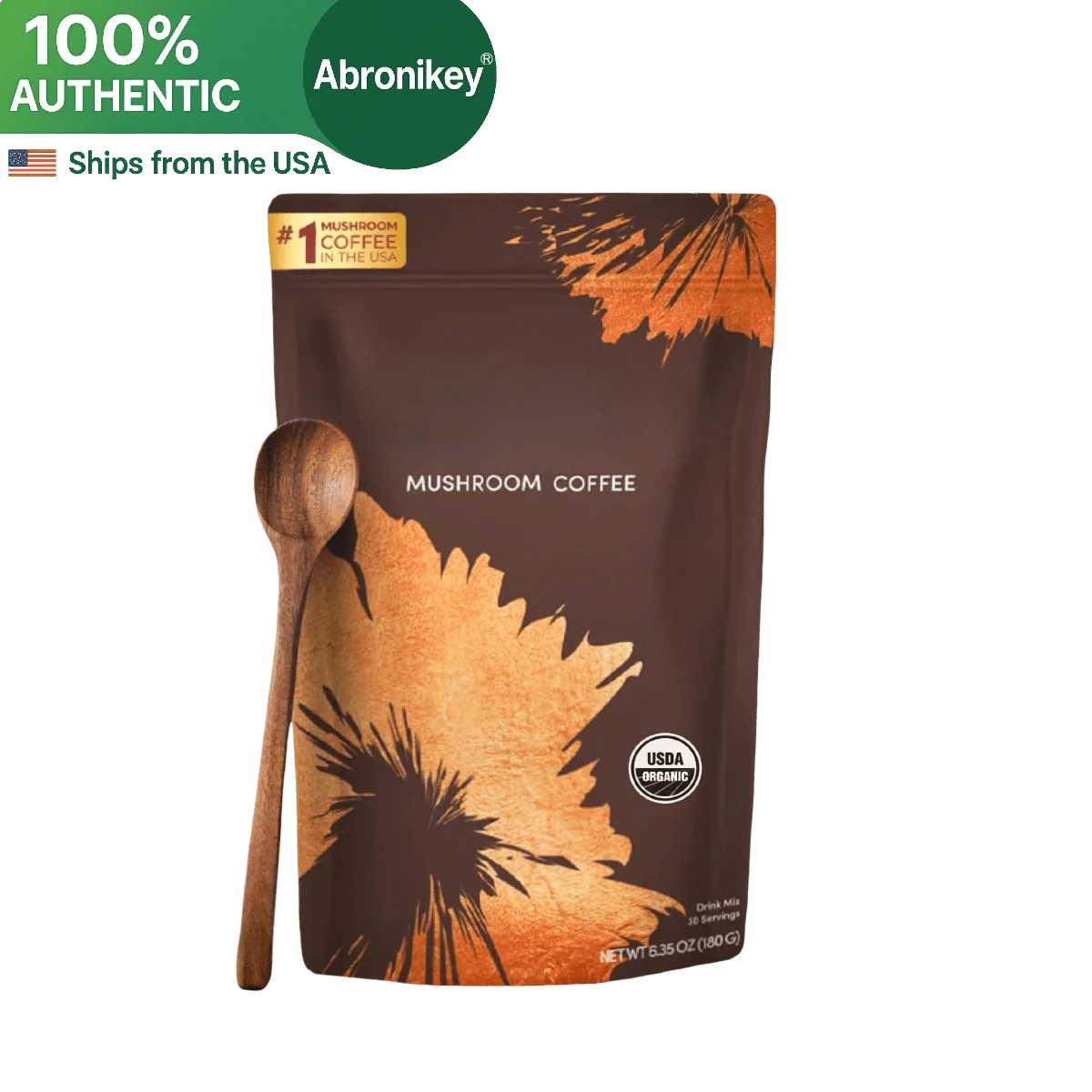 Abronikey 1 Pack | Organic Mushroom Coffee – Energy & Focus Support With Functional Mushrooms – Rich Flavor, Brew-In-Bag Convenience – Plant-Based Wellness Blend - 一包 - 查看 1