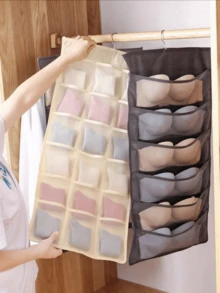 1 Double-Sided Bra And Underwear Storage Bag, With Front And Back Compartments, Suitable For Storing Bras, Underwear, Socks, Home Wardrobes And Dormitory Storage Space. Thick Multi-Layer Design, With Hooks, Suitable For Bedrooms, Storage Items, Home Storage - Multicolor - View 6