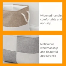 RKSUD Thickened Moisture-Proof Dust-Proof Faux Linen Storage Basket Foldable Laundry Hamper Bedroom Desktop Organizer Bin Box For Clothes Toys Underwear Socks Cosmetics Home Organization Container - Multicolor - View 3