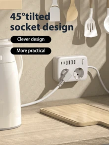 1 bộ chống sét lan truyền đa cổng 8 trong 1, có 2 ổ cắm điện AC, 4 cổng USB-A, 2 cổng USB-C, công tắc nguồn độc lập, điện áp hoạt động 100-250V, thích hợp sử dụng tại nhà, văn phòng và trạm sạc khi đi du lịch. - Phích cắm loại F của EU (220-240V) - Xem 3