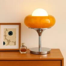 Modern Table Lamp Glass Lampshade Globe Bedside Lamp Creative Metal Base Desk Lamp Bedroom Living Room Decor Light