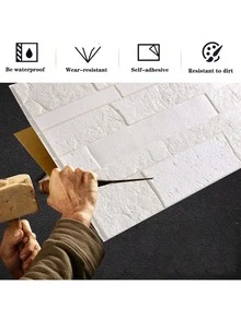20/40 Pieces Of White 3D Brick Wall Decals - Easy Peel And Stick PVC Wallpaper For Living Room, Dining Room, Bedroom, And TV Background Walls - 27.56inch X 27.56inch