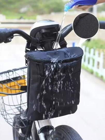 1pc Large Capacity Oxford Cloth Handlebar Bag Removable Storage Bag Suitable For Motorcycles Bike And Electric Vehicles