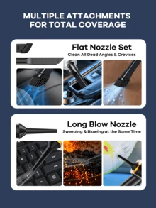 REMAX Aspiradora portátil inalámbrica recargable de 3 en 1 para coche y hogar, 1500mAh, 6000pa, aspiradora, soplador de polvo y soplador de aire 3 en 1, 320g de peso ligero, 2 niveles de succión ajustables, luz LED incorporada para ver áreas oscuras, dos boquillas intercambiables, Tipo-C, para coche, dispositivo de oficina, hogar, negro/blanco
