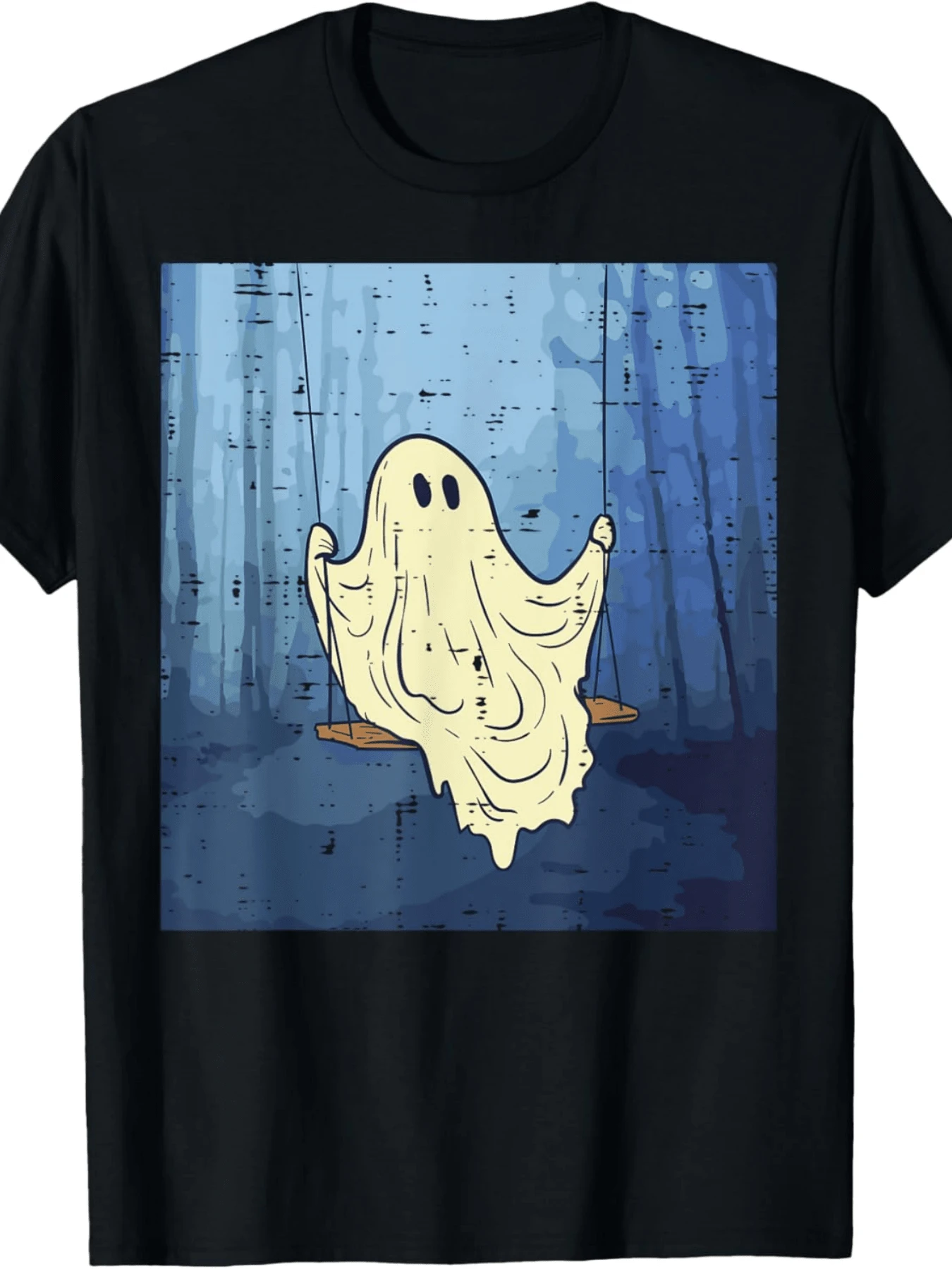 Halloween Ghost Swing Forest Gothic Costume Women Kids Men T-Shirt - màu đen - Xem 1