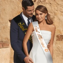 Écharpe de mariage "Juste mariés" Ruban décoratif pour la mariée et le marié