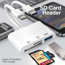 SD Card Reader For IPhone, IPad, USB C And Lightning Dual Port SD Card Adapter, Memory Card Reader For Camera Adapter, Support SD, Micro SD, USB 3.0, No App Driver Required - White - View 1