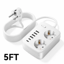 1 bộ chống sét lan truyền đa cổng 8 trong 1, có 2 ổ cắm điện AC, 4 cổng USB-A, 2 cổng USB-C, công tắc nguồn độc lập, điện áp hoạt động 100-250V, thích hợp sử dụng tại nhà, văn phòng và trạm sạc khi đi du lịch. - Phích cắm loại F của EU (220-240V) - Xem 13
