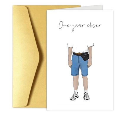 1张趣味圣诞卡 新年卡 生日卡 又近了一年 - 可爱有趣的生日卡，送给爸爸、男朋友、老公，生日快乐贺卡，送给他的男孩卡