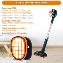 6 Filters For SpeedPro Max Aqua Battery Vacuum Cleaner, FC5005/01 Replacement Filter + Cleaning Brush For FC6812 FC6823 FC6901-6904 XC7042/01 XC8045/01 XC8147/01