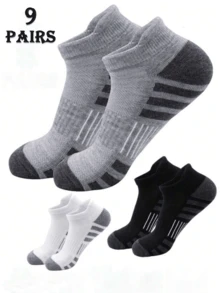 9 双男士透气、防臭、吸湿排汗针织面料柔软舒适运动踝袜，非常适合返校、狂欢节、斋月，保暖速干，适合居家、滑冰、骑自行车、跑步、旅行、徒步旅行和各种运动 - 彩色 - 查看 10