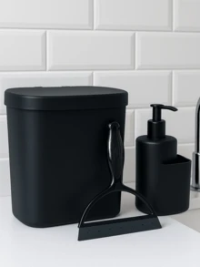 Complete Sink Kit | Trash Can, Dispenser, And Squeegee – Organization And Style - Black - View 1