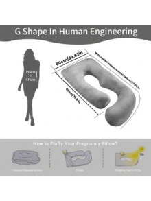 J-Shaped Full Body Pregnancy Pillow Grey – Sleeping Pillow For Pregnant Women With Support For Back, Legs, Belly & Hips - Xám - Xem 2