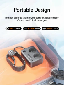 1 bộ chống sét lan truyền đa cổng 8 trong 1, có 2 ổ cắm điện AC, 4 cổng USB-A, 2 cổng USB-C, công tắc nguồn độc lập, điện áp hoạt động 100-250V, thích hợp sử dụng tại nhà, văn phòng và trạm sạc khi đi du lịch. - Phích cắm loại F của EU (220-240V) - Xem 6