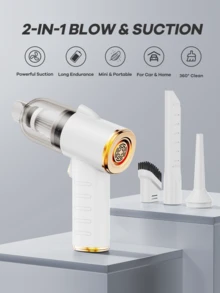 REMAX Aspiradora portátil inalámbrica recargable de 3 en 1 para coche y hogar, 1500mAh, 6000pa, aspiradora, soplador de polvo y soplador de aire 3 en 1, 320g de peso ligero, 2 niveles de succión ajustables, luz LED incorporada para ver áreas oscuras, dos boquillas intercambiables, Tipo-C, para coche, dispositivo de oficina, hogar, negro/blanco