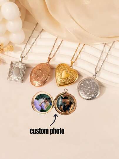 Customized Photo Necklace, Carved Necklace, Vintage Photo Locket Necklace - Custom With Memorial Gift For Mom Engraved Personalized Book Birth Flower Pendant Birthday Best Friend Her Heart Lcoket Oval Photo,Custom Photo,Engraved Photo,Anniversary Gift,Gift Mom