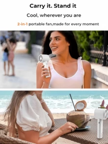 Handheld Portable Fan, High-Speed USB Rechargeable With Digital Display & 120 Infinite Speeds. Precision Airflow Control For Personalized Cooling. Ideal For Travel, Office Desks, Camping Trips & Home Use. Perfect For Professionals. (Multiple Colors). - 多色 - 查看 7