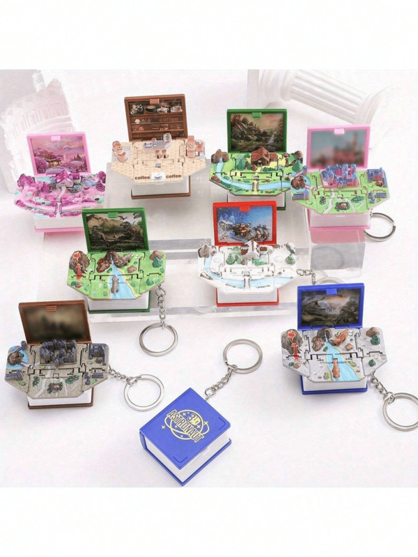 1 mini chaveiro mágico 3D pop-up, chaveiro criativo para alívio do estresse, pequeno presente de Natal e Halloween (padrão aleatório)