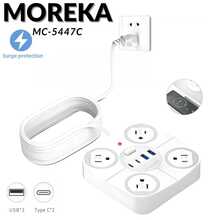 MOREKA 1 Pieza Cargador Multicontactos Con 4 Salidas 2 Usb 2 Tipo C Regleta - Blanco - Ver 2