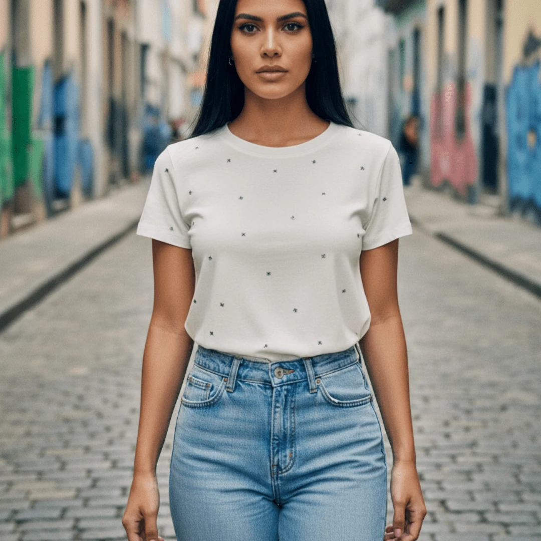 Camiseta T-shirt Feminina com Strass 15-198