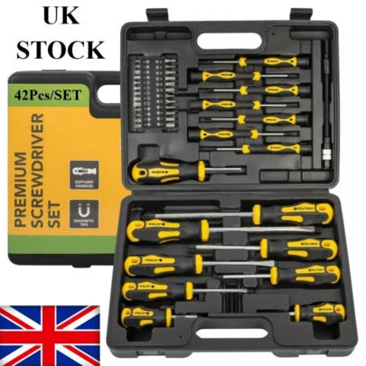 42PCS Premium Magnetic Screwdriver Set Cross-Head Flat Heads Precision UK STOCK