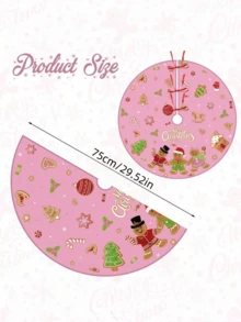 Saia para árvore de Natal Joy, 48 polegadas, boneco de gengibre, tapete para árvore de Natal com lindos enfeites de floco de neve de frutas vermelhas doces para festival de inverno, decoração de festa de Natal e ano novo (rosa) - Rosa - Ver 7