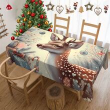 1/20 件圣诞桌布，豪华可爱麋鹿，彩色圣诞球和圣诞礼物图案桌布，圣诞主题，快乐的圣诞氛围，适合室内/室外使用，非常适合节日派对和活动 - 彩色 - 查看 6