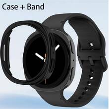 Soft Silicone Watch Band + Durable PC Watch Case Combo Set, Compatible With Samsung Galaxy Watch 8/8 Classic (40mm/44mm/46mm), Sweat-Resistant Flexible Rubber Watch Band, Compatible With Samsung Galaxy Watch 8/8 Classic Smartwatch Accessories, Back To School Essential - Black - View 10