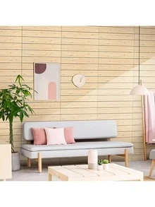 30pcs Waterproof Foam Wall Stickers, 3D Wood Grain Design Self-Adhesive Wallpaper, Suitable For Bathroom, Kitchen And Simple Home Wall Renovation