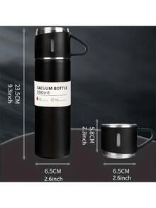 SOKANY A Set Of Main Cups Of 500ml-With 2 Additional Matching Small Cups, Stainless Steel Cup Set, Heat Insulation, Leak-Proof, Can Be Used To Hold Hot And Cold Drinks-Ideal For Travel, Business And School-Water Bottles, Outdoor Supplies, Sports Water Bottles - Black - View 6