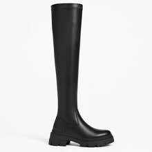 Over The Knee Boots Fashion Tractor Stylish Simple Gothic Party - Black - View 4