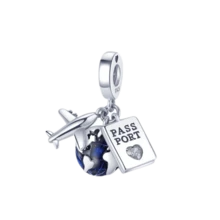 1-delad flygplanskameraglob 3-delad hängesats med berlockpassning Originalarmbandshalsband Gör-det-själv smycken gör pärlor - Silver - Visa 6