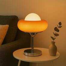 Modern Table Lamp Glass Lampshade Globe Bedside Lamp Creative Metal Base Desk Lamp Bedroom Living Room Decor Light