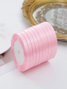 1cm High-Quality Wide Pink Wedding Bow Ribbon For Young Girls, Double-Sided Glossy Satin, Luxury Decoration, Wedding Dress Decoration, Used To Create Stunning DIY Bows, Luxurious Craftsmanship And Gift Packaging Materials, Suitable For DIY Handicrafts - Pink - View 7